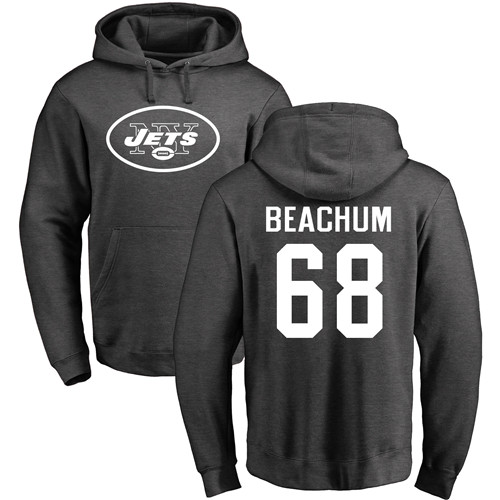 New York Jets Men Ash Kelvin Beachum One Color NFL Football #68 Pullover Hoodie Sweatshirts->nfl t-shirts->Sports Accessory